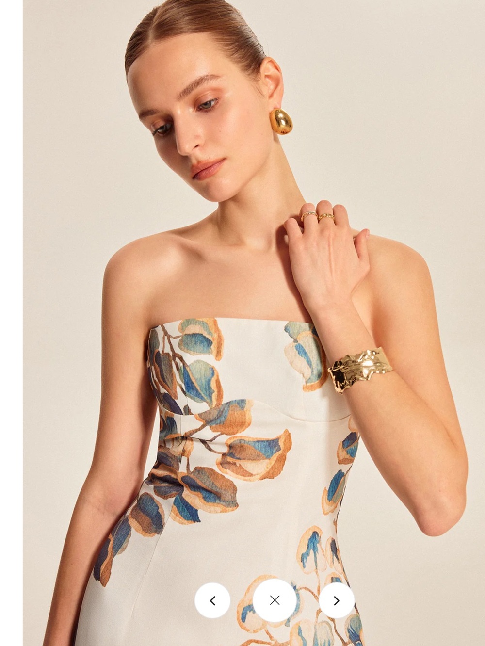 Commence Strapless Floral Leaf Midi Dress Size Medium - Picture 7 of 14